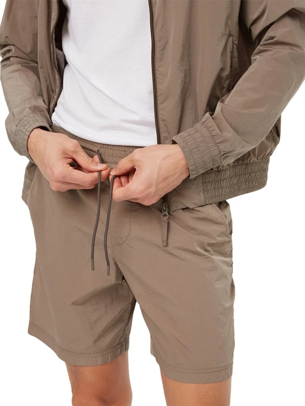 tentree Recycled Nylon Pull On Shorts - Size Men's Small - Taupe Brown